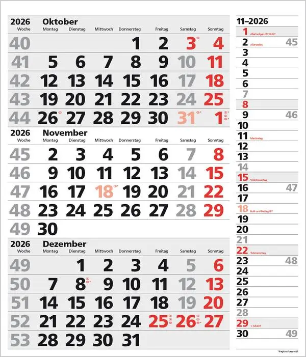 Bild: 9783731885061 | 3-Monats-Planer XL Combi 2026 | Verlag Korsch | Kalender | 12 S.