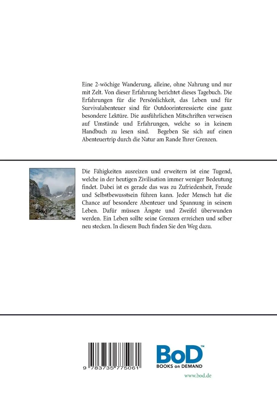 Rückseite: 9783735775061 | Tagebuch: allein in der Natur | Carsten Richter | Taschenbuch | 104 S.