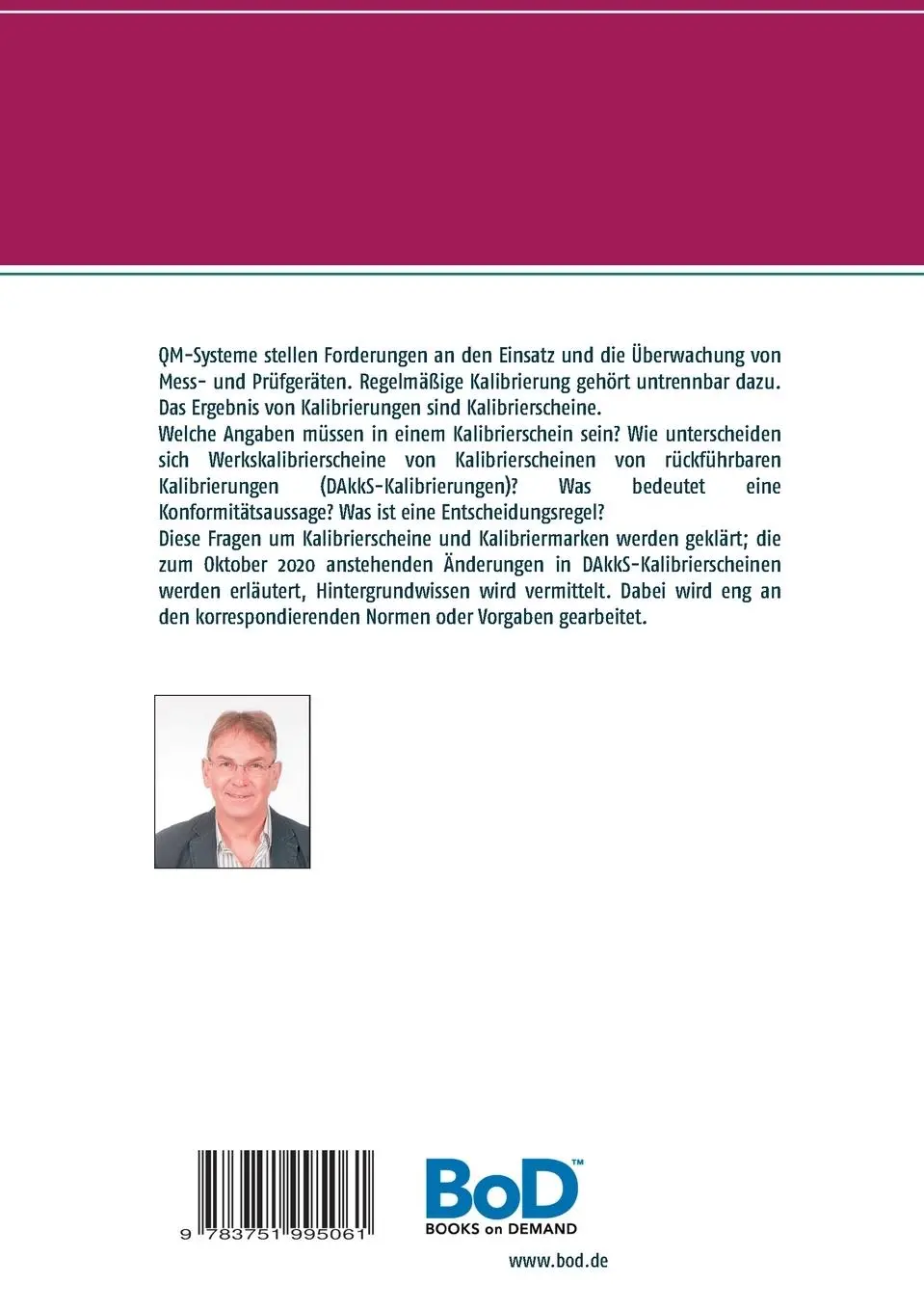 Rückseite: 9783751995061 | Anwenderwissen Kalibrierschein und Kalibriermarke | Edition 2020
