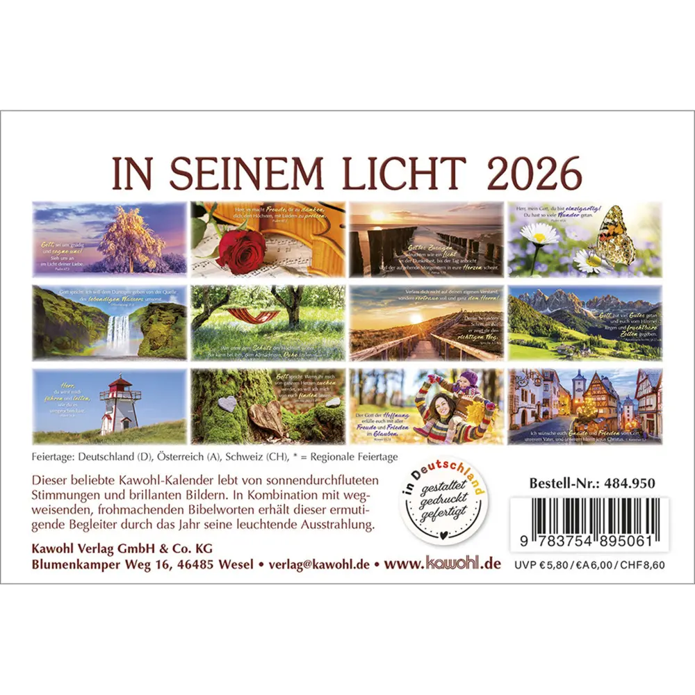 Bild: 9783754895061 | In seinem Licht 2026 | Kalender mit Stimmungsbildern und Bibelworten