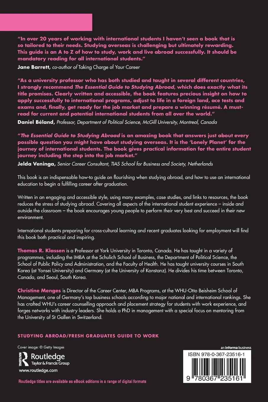 Rückseite: 9780367235161 | The Essential Guide to Studying Abroad | Thomas R. Klassen (u. a.)