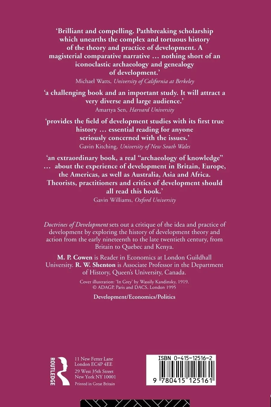Rückseite: 9780415125161 | Doctrines Of Development | M. P. Cowen | Taschenbuch | Englisch | 1996