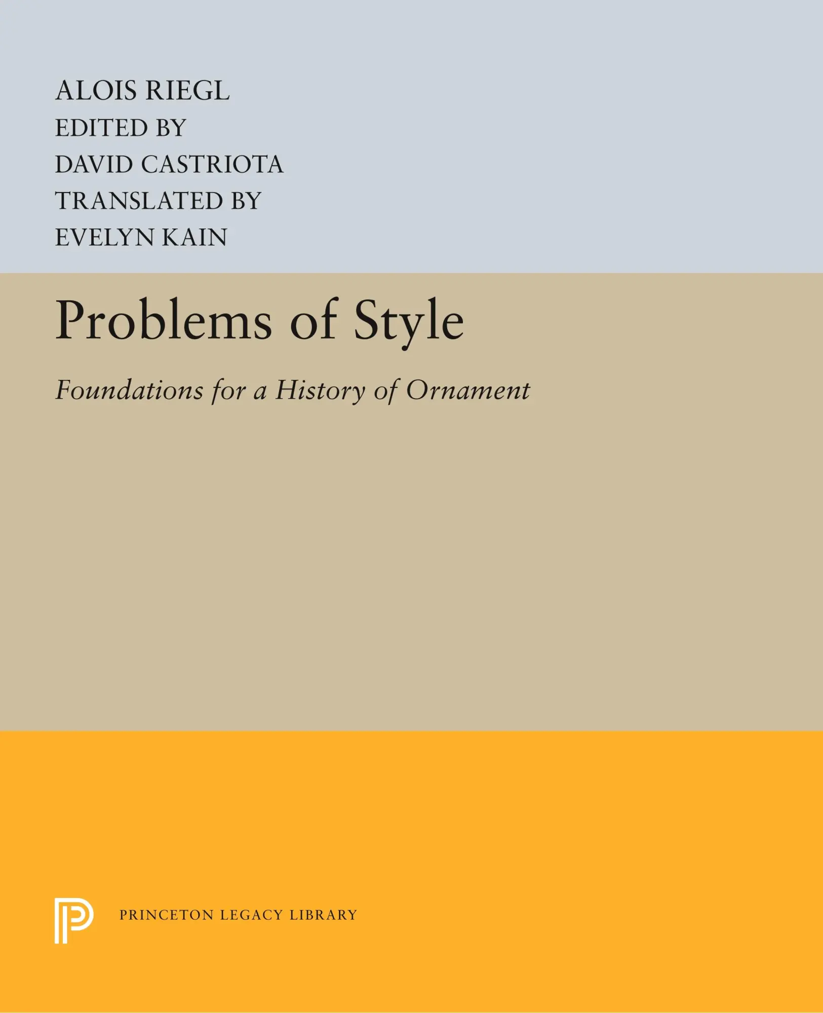 Cover: 9780691655161 | Problems of Style | Foundations for a History of Ornament | Riegl