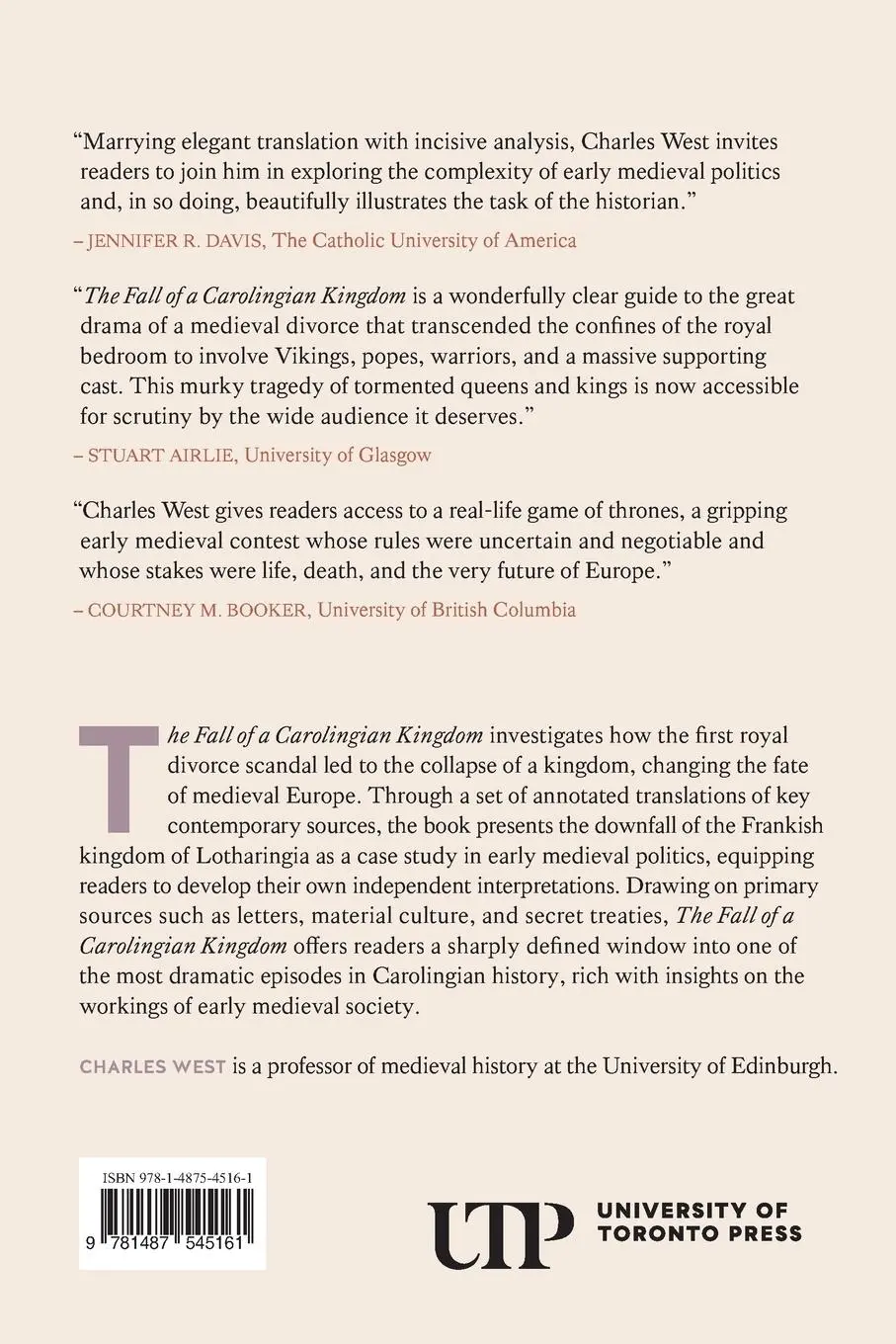 Rückseite: 9781487545161 | The Fall of a Carolingian Kingdom | Lotharingia 855-869 | Charles West