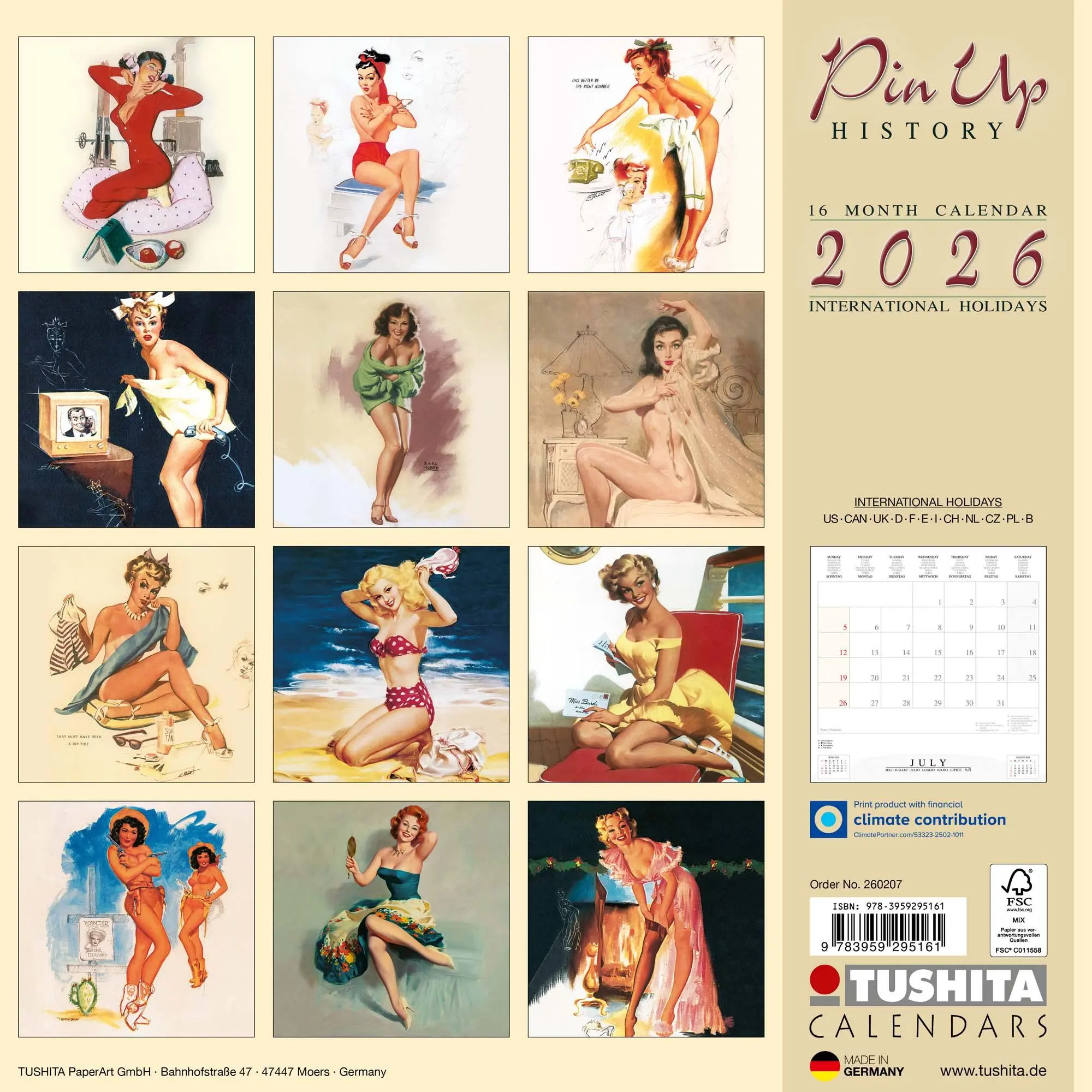 Rückseite: 9783959295161 | Pin Up History 2026 | Kalender 2026 | Kalender | Media Illustration