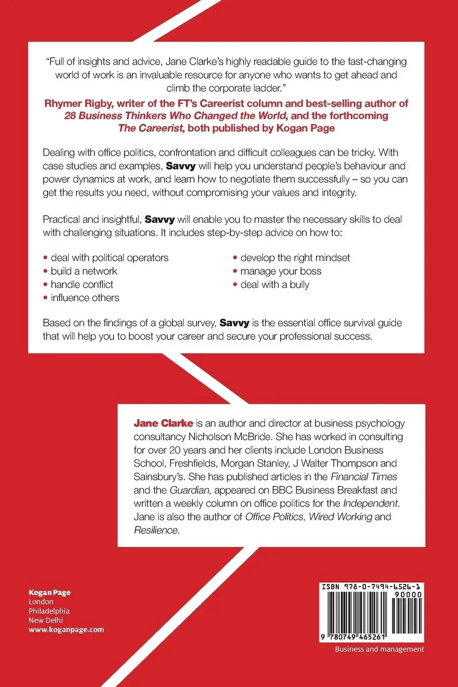Rückseite: 9780749465261 | Savvy | Dealing with People, Power and Politics at Work | Jane Clarke