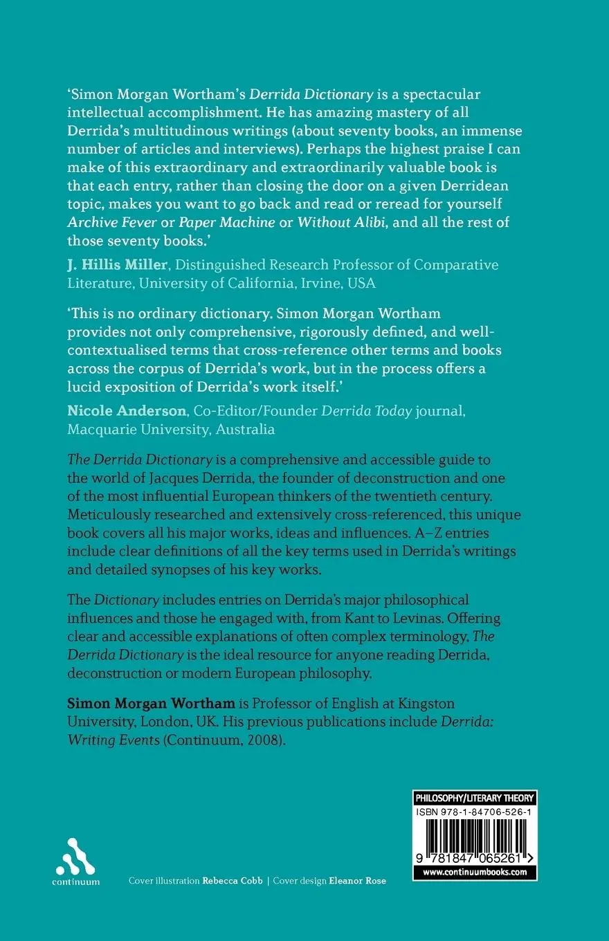Rückseite: 9781847065261 | The Derrida Dictionary | Simon Morgan Wortham | Taschenbuch | Englisch