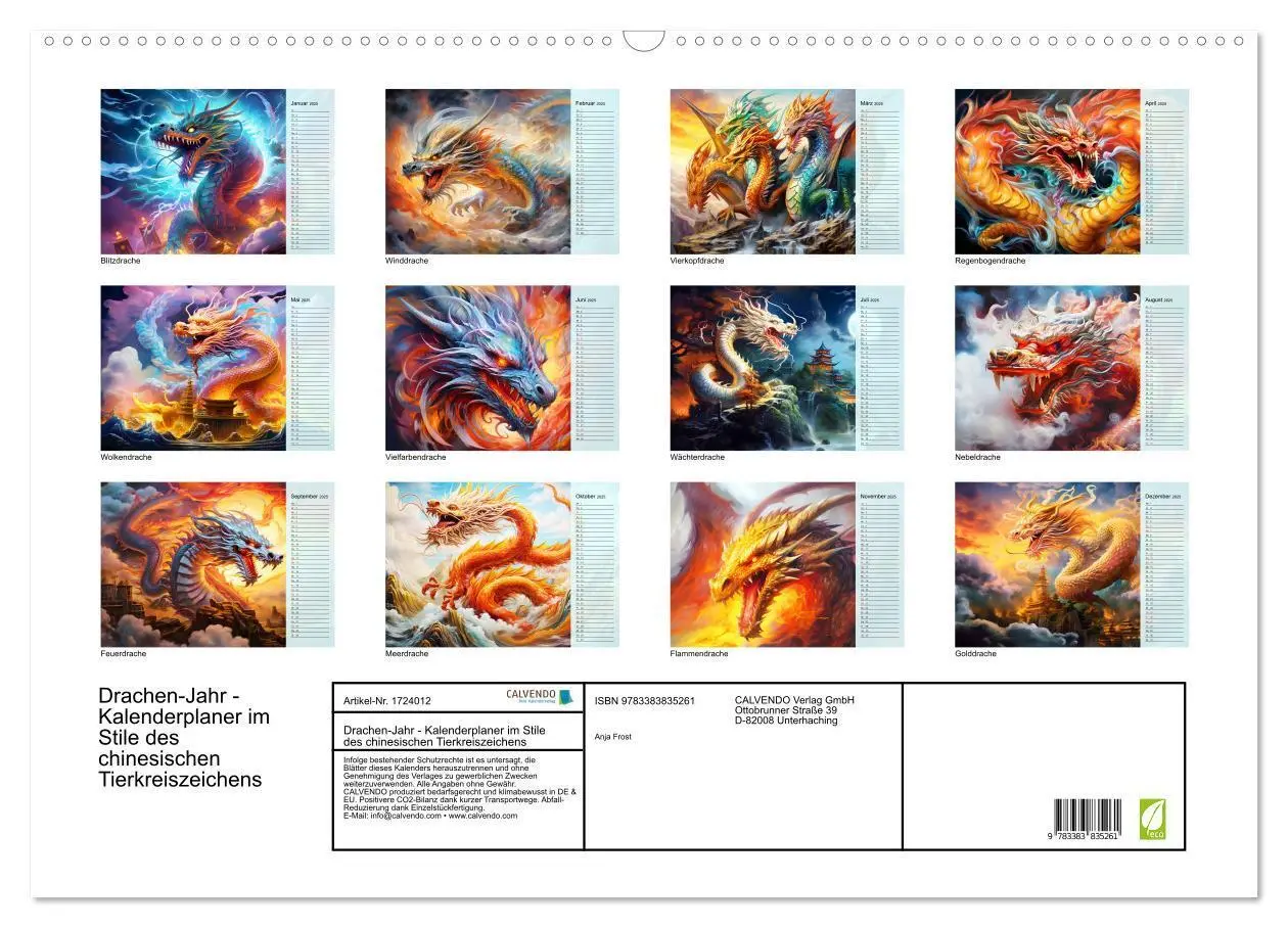 Bild: 9783383835261 | Drachen-Jahr - Kalenderplaner im Stile des chinesischen...