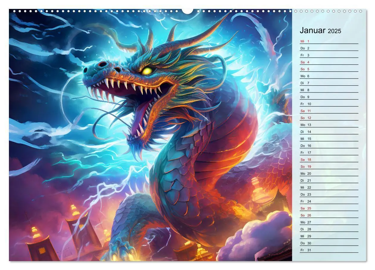 Bild: 9783383835261 | Drachen-Jahr - Kalenderplaner im Stile des chinesischen...