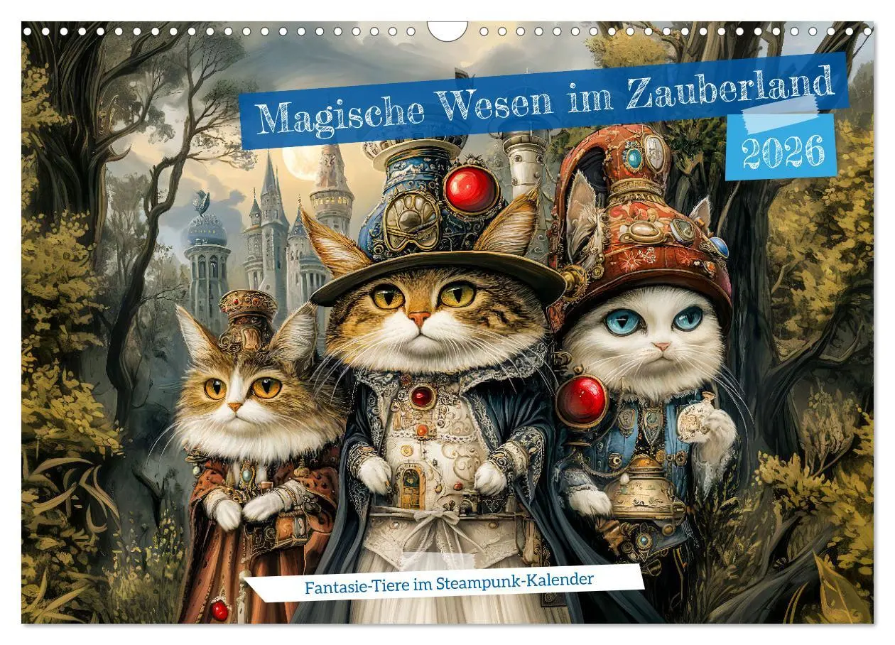 Cover: 9783457325261 | Magische Wesen im Zauberland - Fantasie-Tiere im Steampunk-Kalender...
