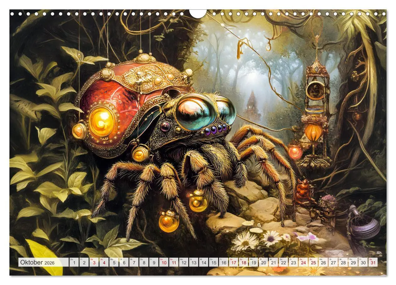Bild: 9783457325261 | Magische Wesen im Zauberland - Fantasie-Tiere im Steampunk-Kalender...