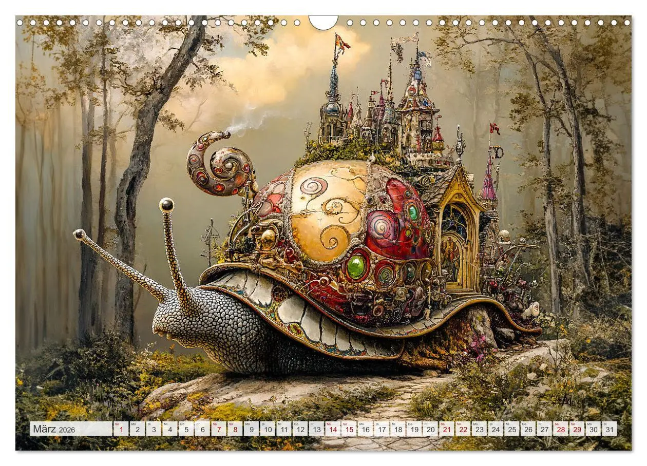 Bild: 9783457325261 | Magische Wesen im Zauberland - Fantasie-Tiere im Steampunk-Kalender...