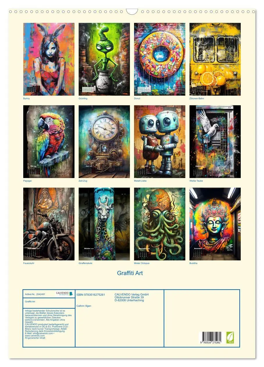 Bild: 9783516275261 | Graffiti Art (Wandkalender 2026 DIN A2 hoch), CALVENDO Monatskalender