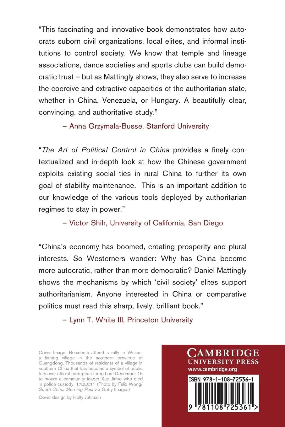 Rückseite: 9781108725361 | The Art of Political Control in China | Daniel C. Mattingly | Buch