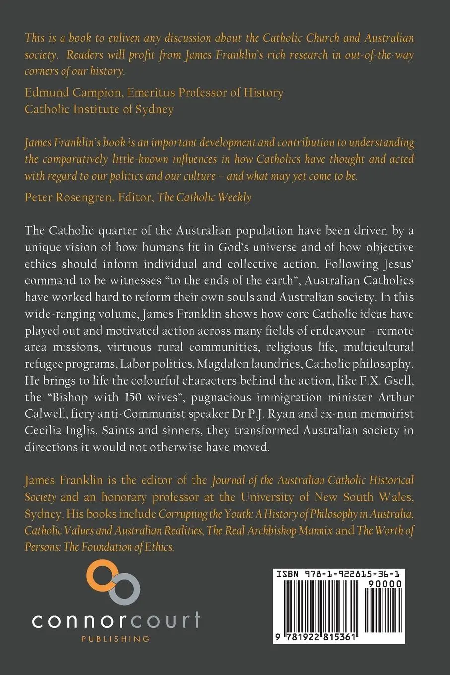 Rückseite: 9781922815361 | Catholic Thought and Catholic Action | James Franklin | Taschenbuch