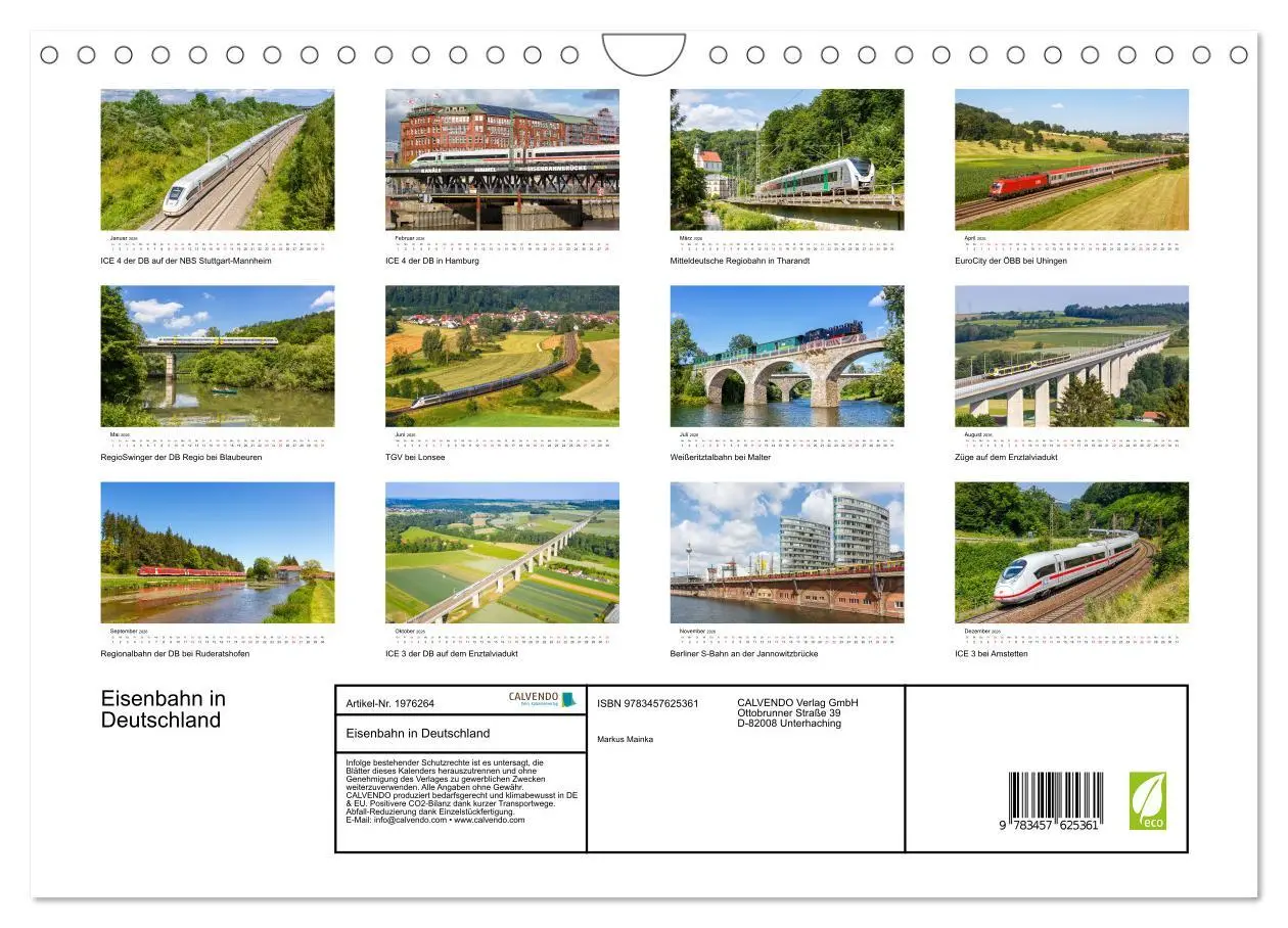 Bild: 9783457625361 | Eisenbahn in Deutschland (Wandkalender 2026 DIN A4 quer), CALVENDO...