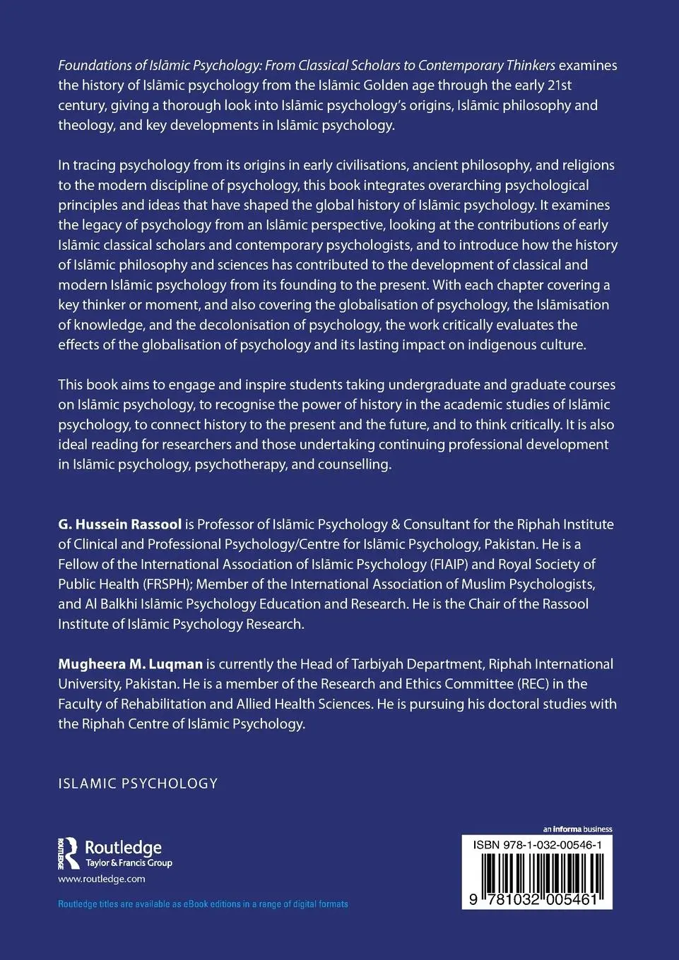 Rückseite: 9781032005461 | Foundations of Isl¿mic Psychology | G. Hussein Rassool (u. a.) | Buch