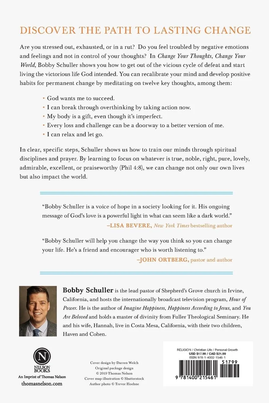 Rückseite: 9781400215461 | Change Your Thoughts, Change Your World | Bobby Schuller | Taschenbuch