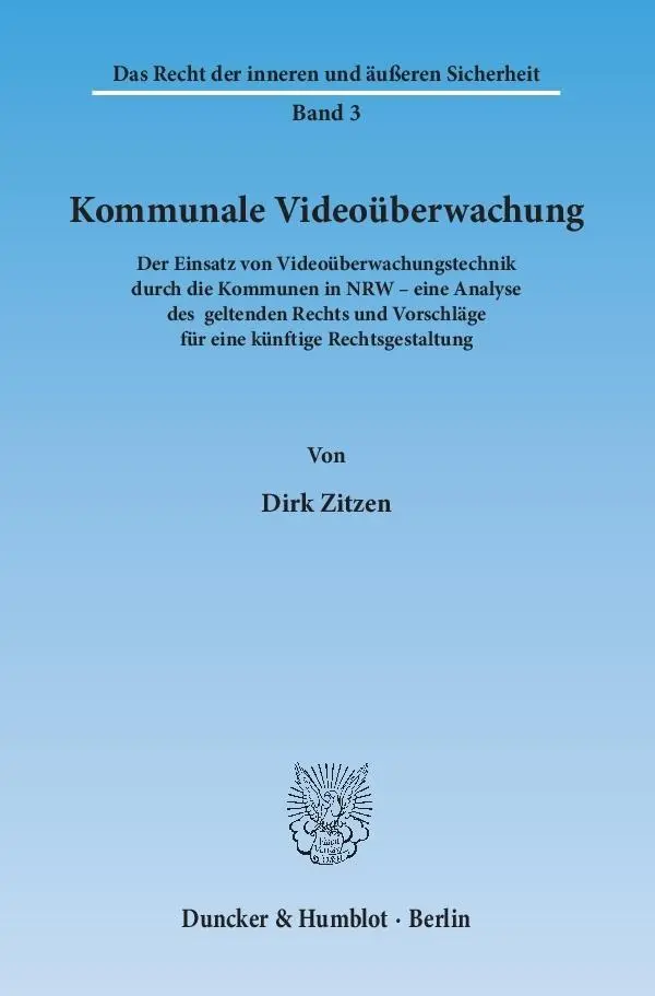 Cover: 9783428145461 | Kommunale Videoüberwachung. | Dirk Zitzen | Taschenbuch | 253 S.