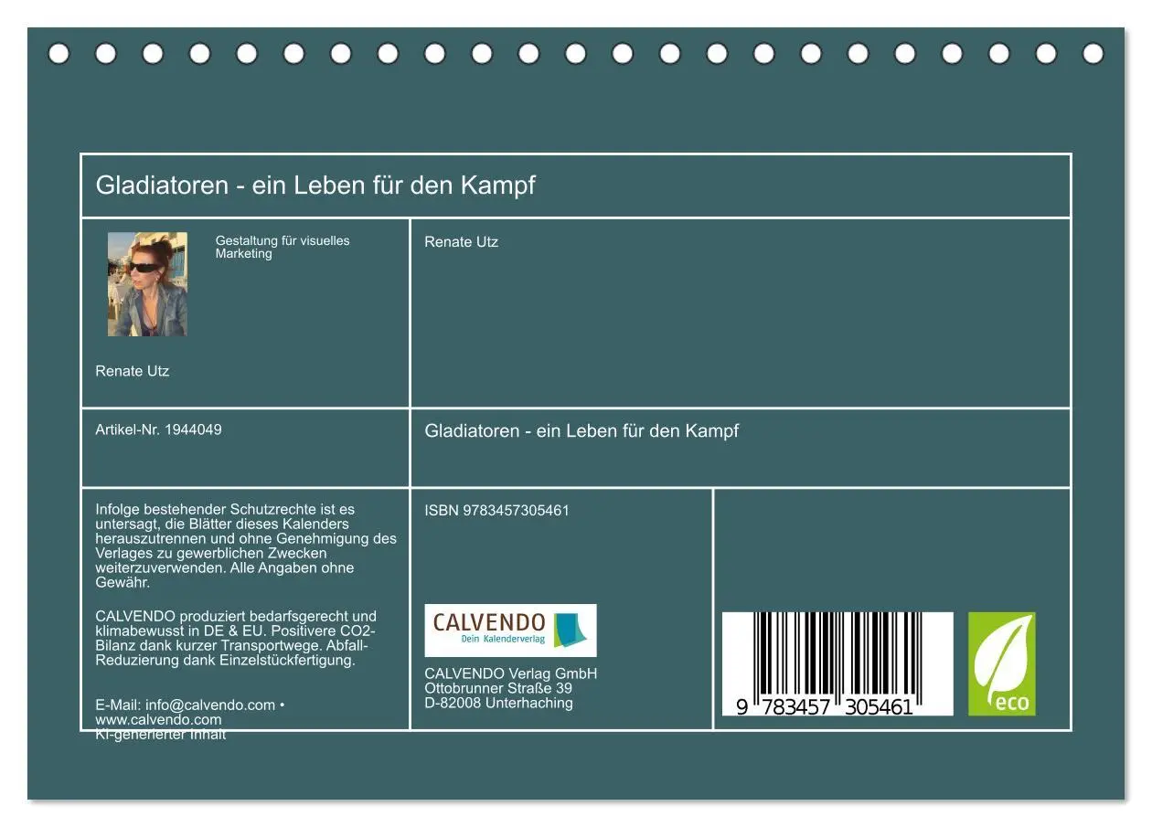 Bild: 9783457305461 | Gladiatoren - ein Leben für den Kampf (Tischkalender 2026 DIN A5...
