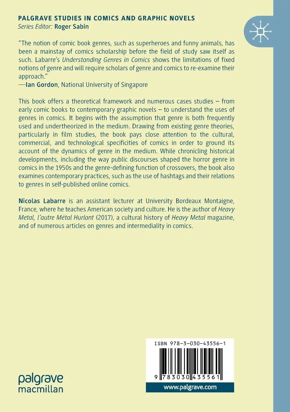 Rückseite: 9783030435561 | Understanding Genres in Comics | Nicolas Labarre | Taschenbuch | x