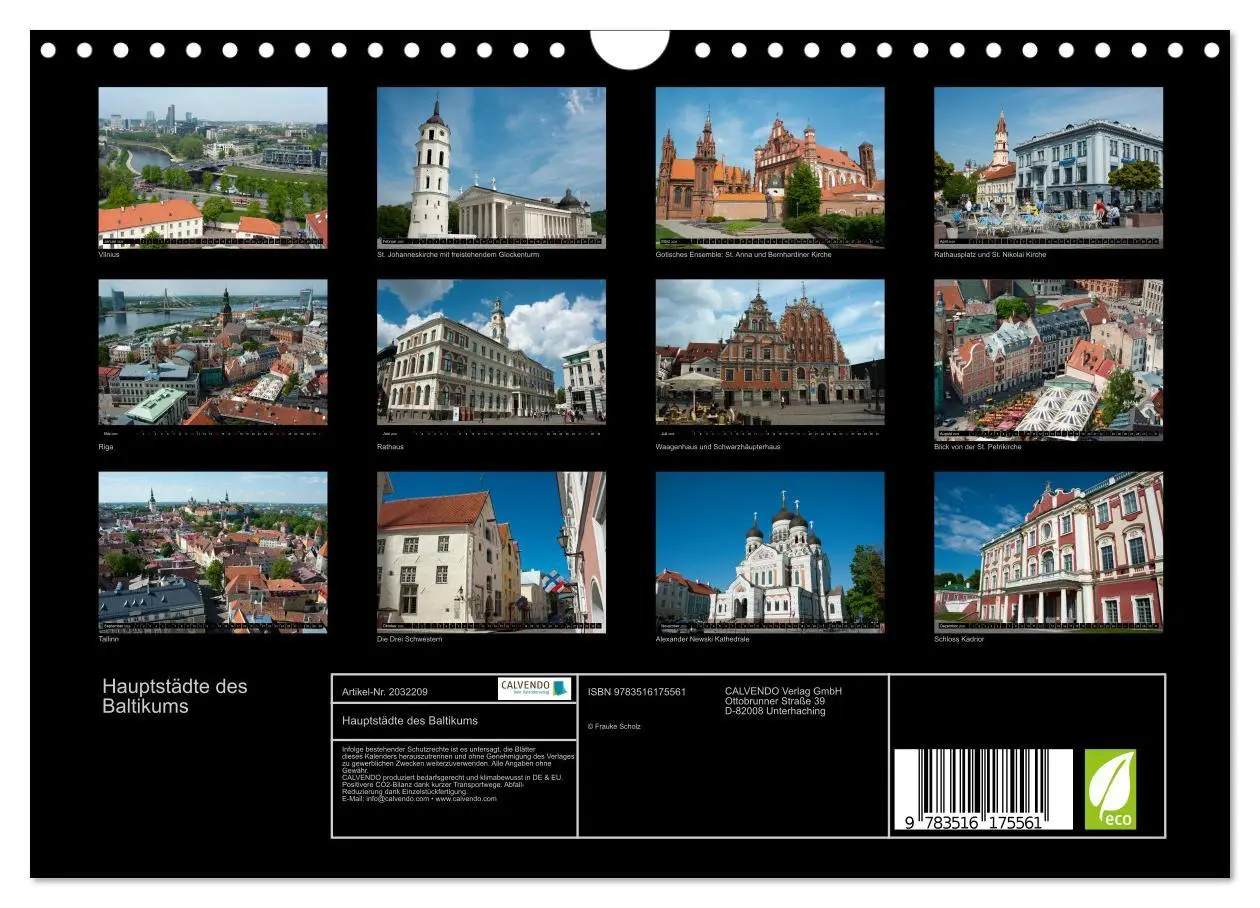 Bild: 9783516175561 | Hauptstädte des Baltikums (Wandkalender 2026 DIN A4 quer), CALVENDO...