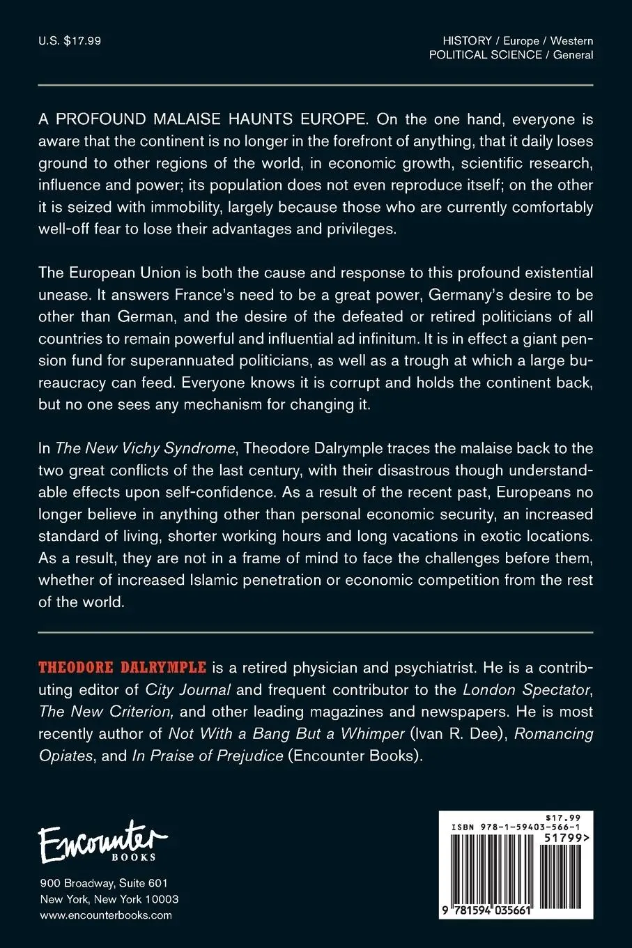 Rückseite: 9781594035661 | The New Vichy Syndrome | Theodore Dalrymple | Taschenbuch | Englisch