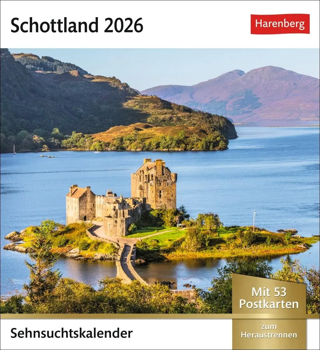 Cover: 9783840035661 | Schottland Sehnsuchtskalender 2026 - Wochenkalender mit 53 Postkarten