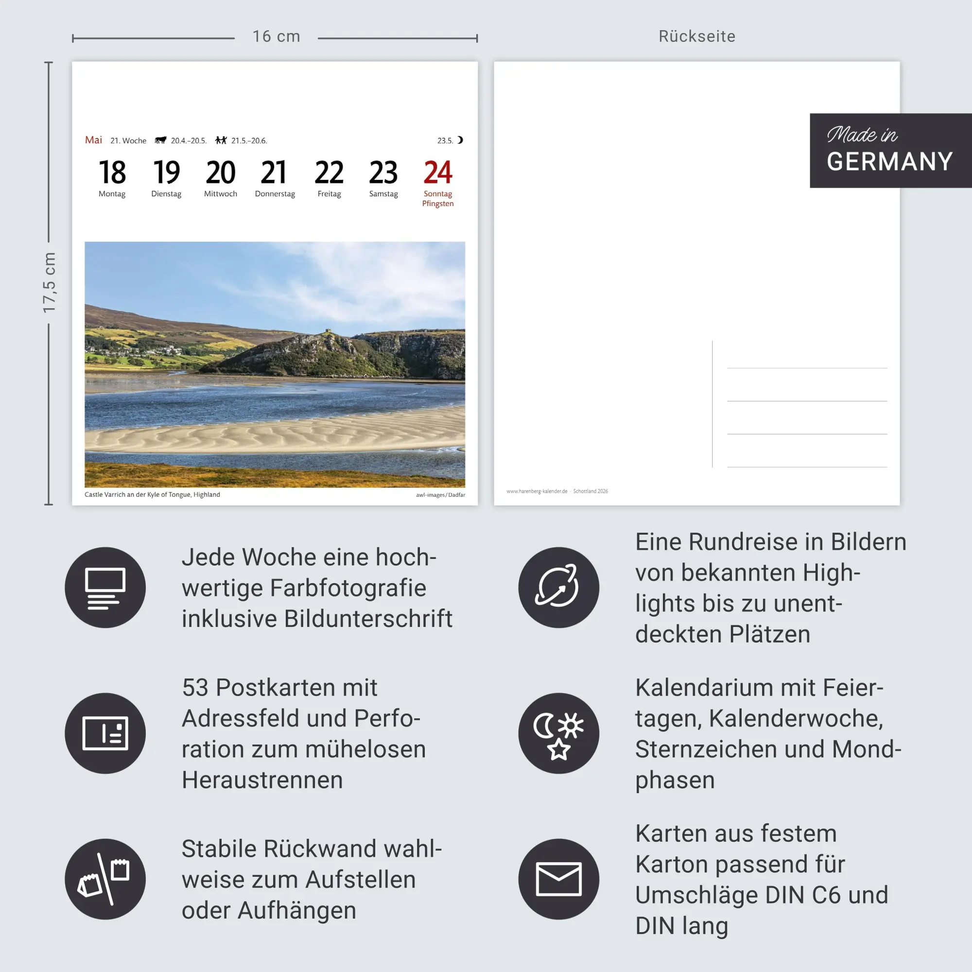 Bild: 9783840035661 | Schottland Sehnsuchtskalender 2026 - Wochenkalender mit 53 Postkarten