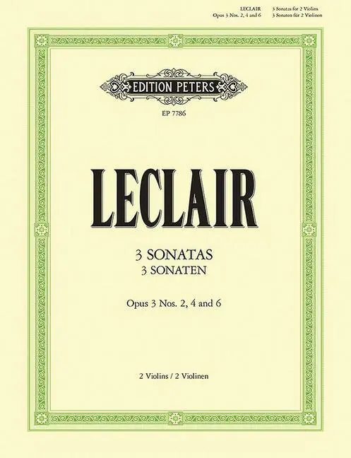 Cover: 9790577085661 | 3 Sonatas for Two Violins Op.3 Nos.2, 4, 6 | Jean-Marie Leclair | Buch