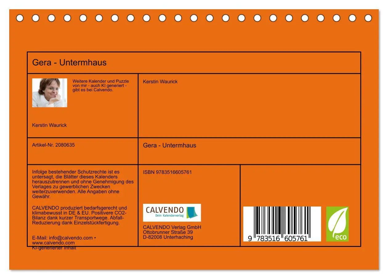 Bild: 9783516605761 | Gera - Untermhaus (Tischkalender 2026 DIN A5 quer), CALVENDO...