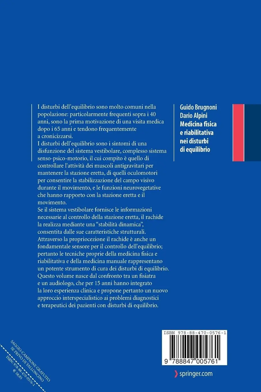 Rückseite: 9788847005761 | Medicina Fisica E Riabilitativa Nei Disturbi Di Equilibrio | Buch
