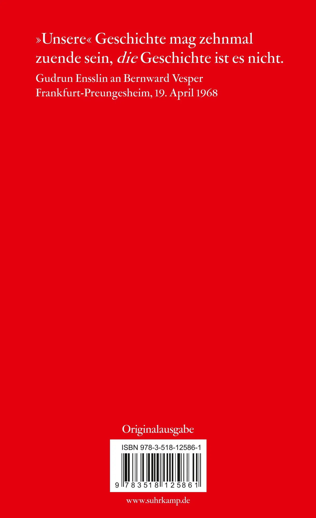 Rückseite: 9783518125861 | Notstandsgesetze von Deiner Hand | Briefe 1968/69 | Ensslin (u. a.)