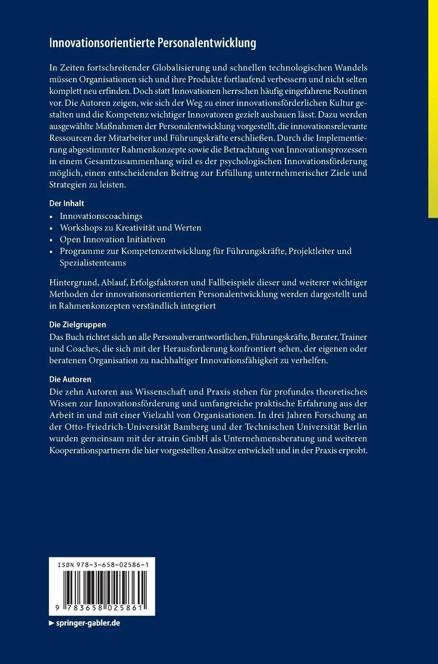 Rückseite: 9783658025861 | Innovationsorientierte Personalentwicklung | Benjamin Schültz (u. a.)