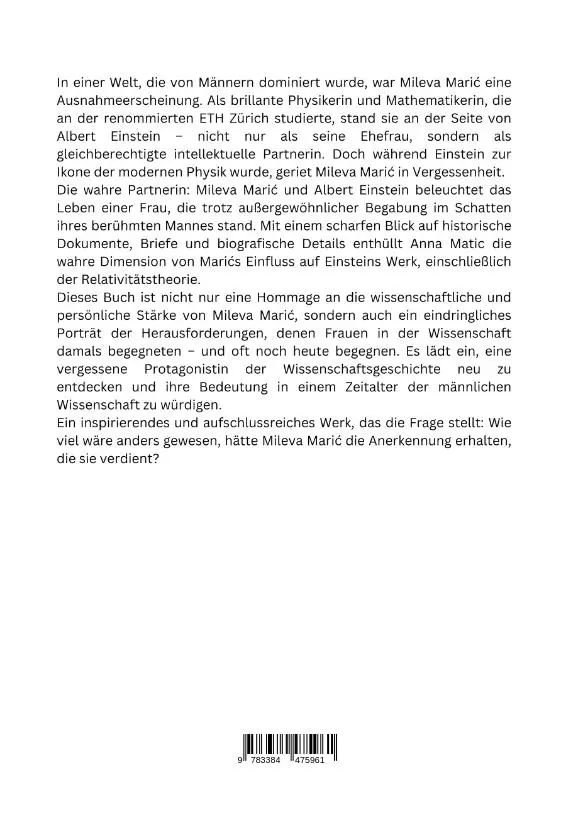 Rückseite: 9783384475961 | Die wahre Partnerin: Mileva Mari¿ und Albert Einstein | Anna Matic