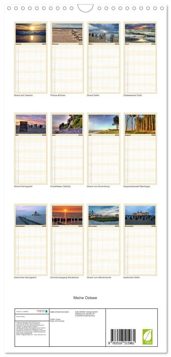 Bild: 9783516515961 | Familienplaner 2026 - Meine Ostsee mit 5 Spalten (Wandkalender, 21...
