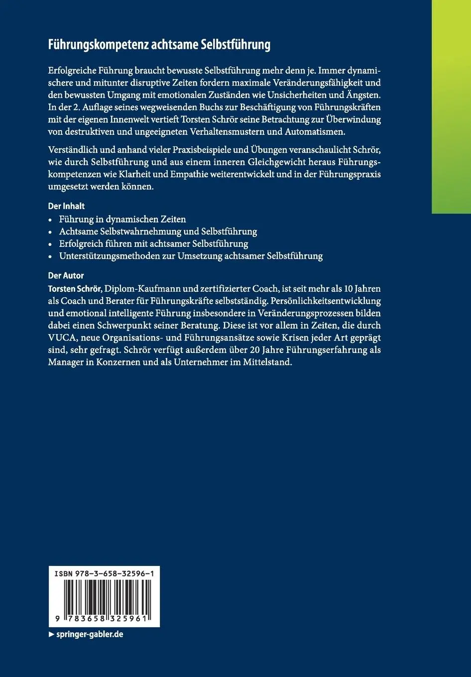 Rückseite: 9783658325961 | Führungskompetenz achtsame Selbstführung | Torsten Schrör | Buch