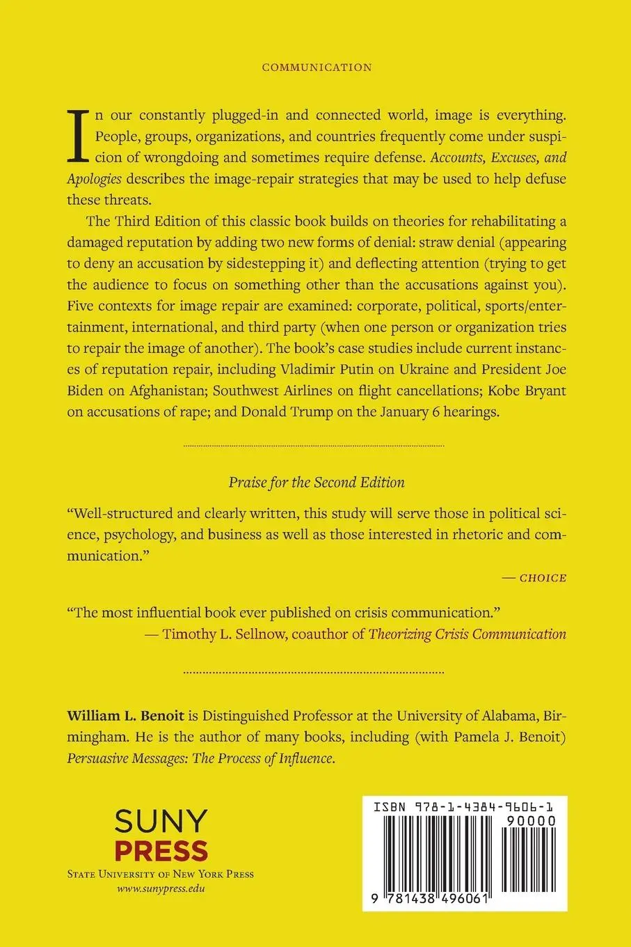 Rückseite: 9781438496061 | Accounts, Excuses, and Apologies | Image Repair Theory Extended | Buch