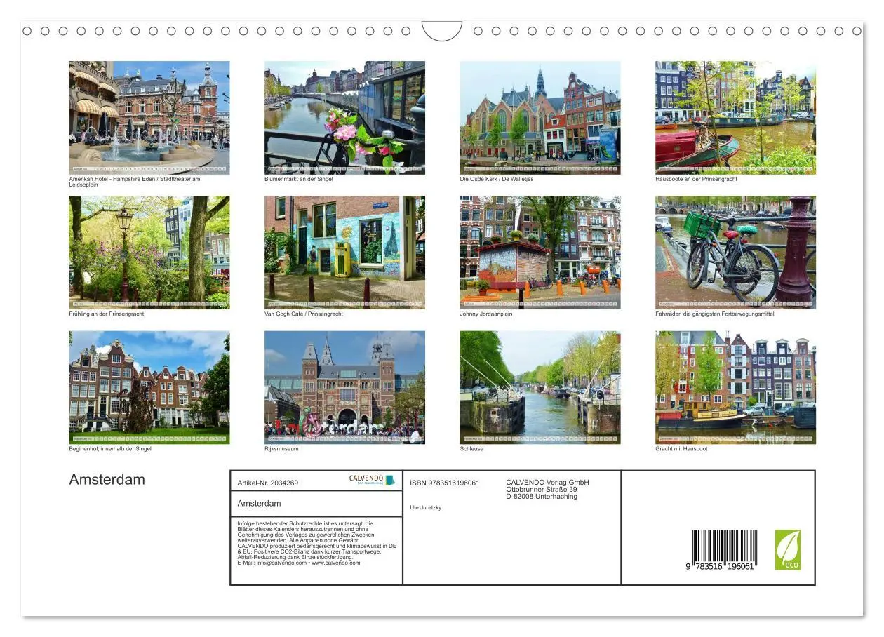 Bild: 9783516196061 | Amsterdam (Wandkalender 2026 DIN A3 quer), CALVENDO Monatskalender