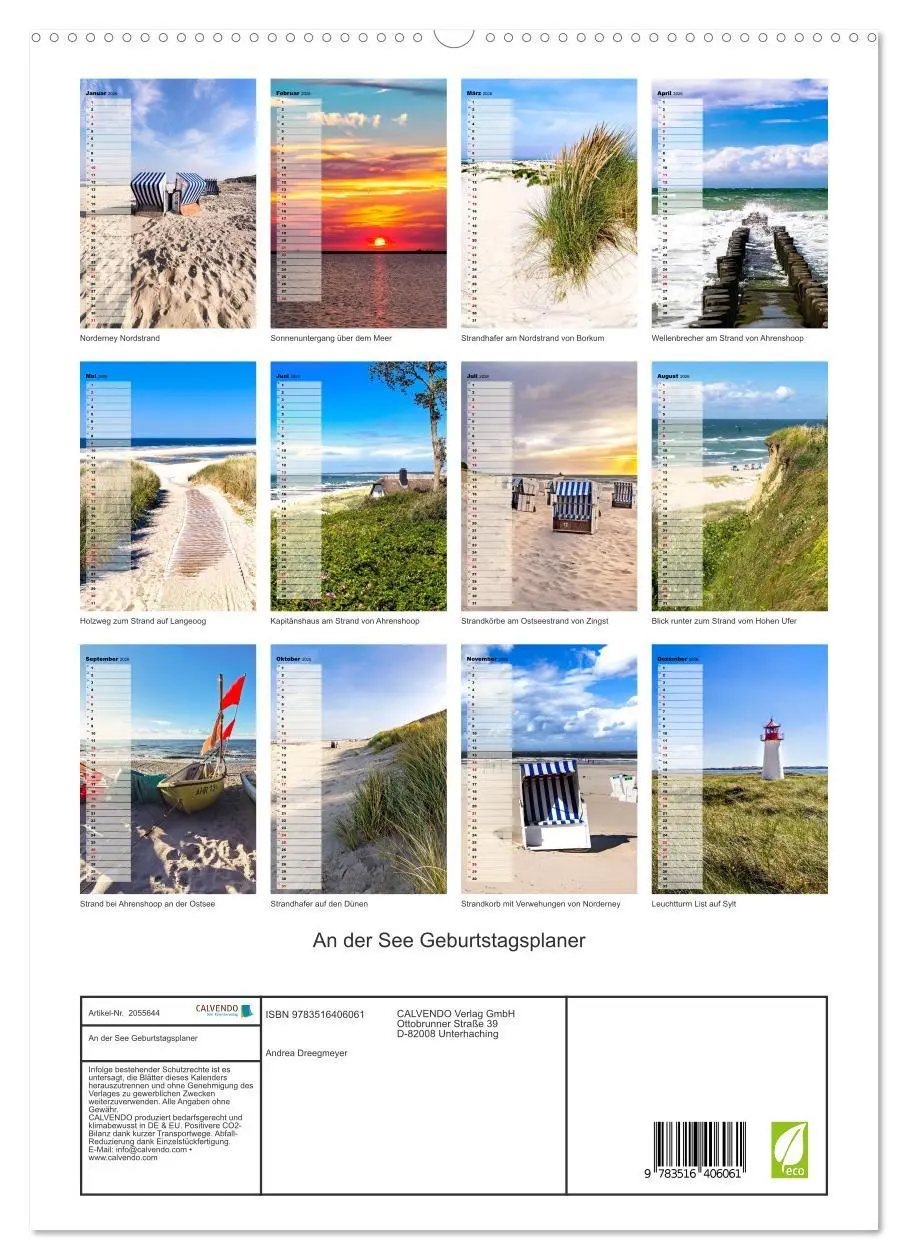 Bild: 9783516406061 | An der See Geburtstagsplaner (hochwertiger Premium Wandkalender...