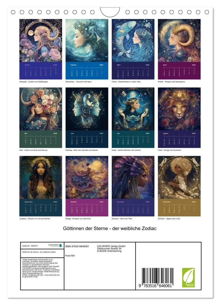 Bild: 9783516646061 | Göttinnen der Sterne - der weibliche Zodiac (Wandkalender 2026 DIN...