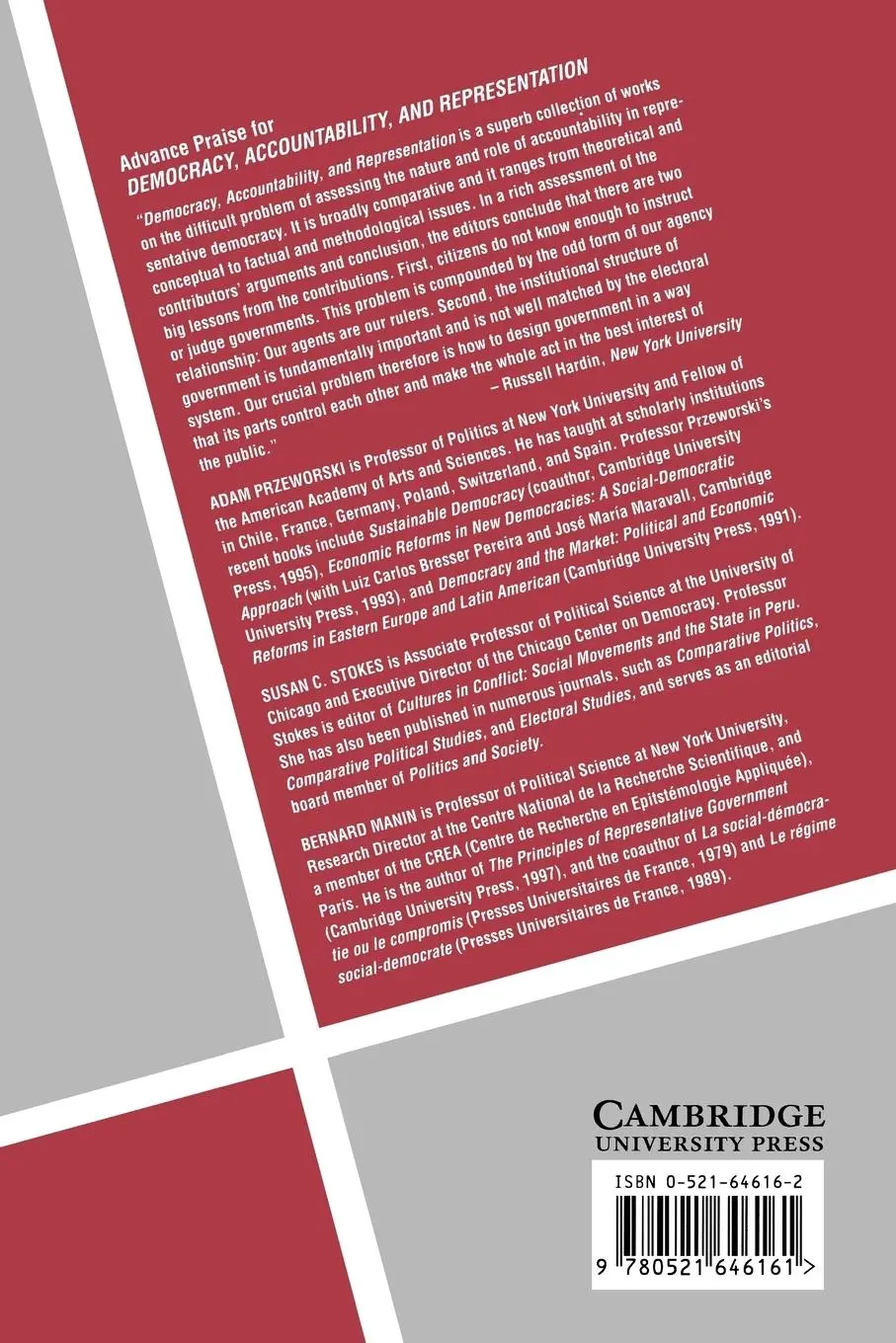 Rückseite: 9780521646161 | Democracy, Accountability, and Representation | Susan C. Stokes | Buch