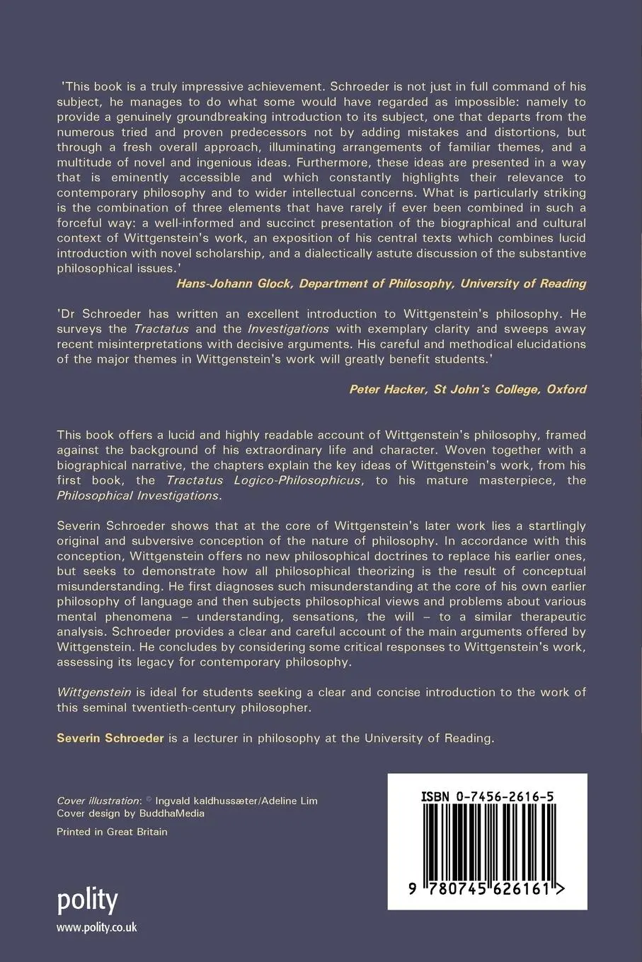 Rückseite: 9780745626161 | Wittgenstein | Severin (Lady Margaret Hall and Christ Church Schroeder