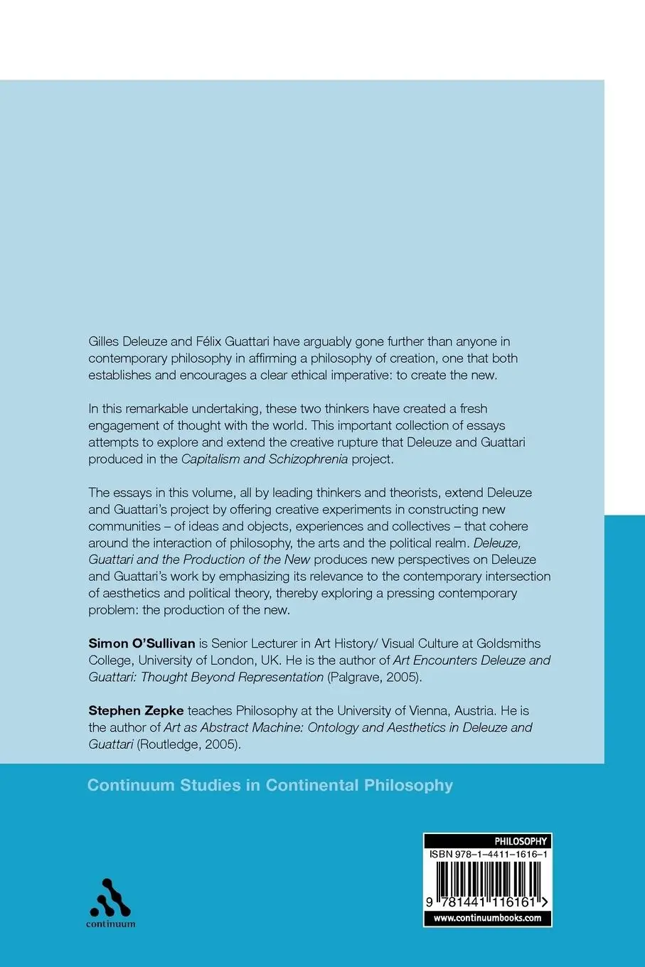Rückseite: 9781441116161 | Deleuze, Guattari and the Production of the New | Stephen Zepke | Buch