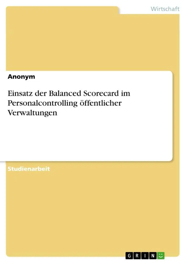 Cover: 9783346596161 | Einsatz der Balanced Scorecard im Personalcontrolling öffentlicher...