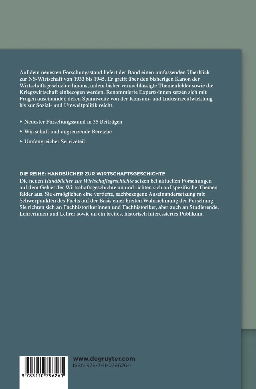 Rückseite: 9783110796261 | Handbuch Wirtschaft im Nationalsozialismus | Marcel Boldorf (u. a.)
