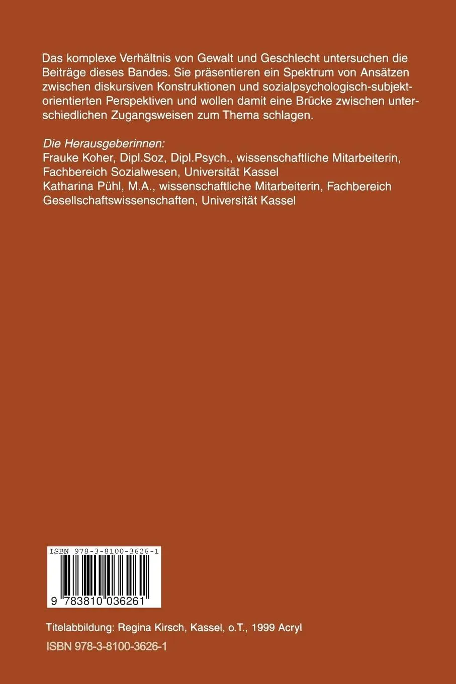 Rückseite: 9783810036261 | Gewalt und Geschlecht | Konstruktionen, Positionen, Praxen | Buch