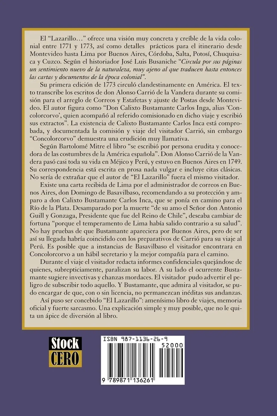 Rückseite: 9789871136261 | El Lazarillo de Ciegos Caminantes | Concolorcorvo | Taschenbuch | 2005