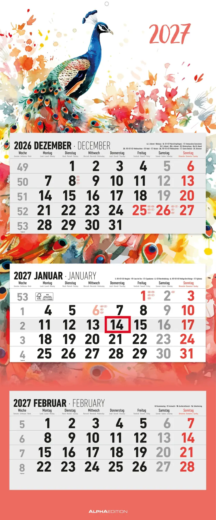 Cover: 4069095016361 | 3-Monatskalender Design 2027 | Neumann Verlage GmbH &amp; Co KG | Kalender