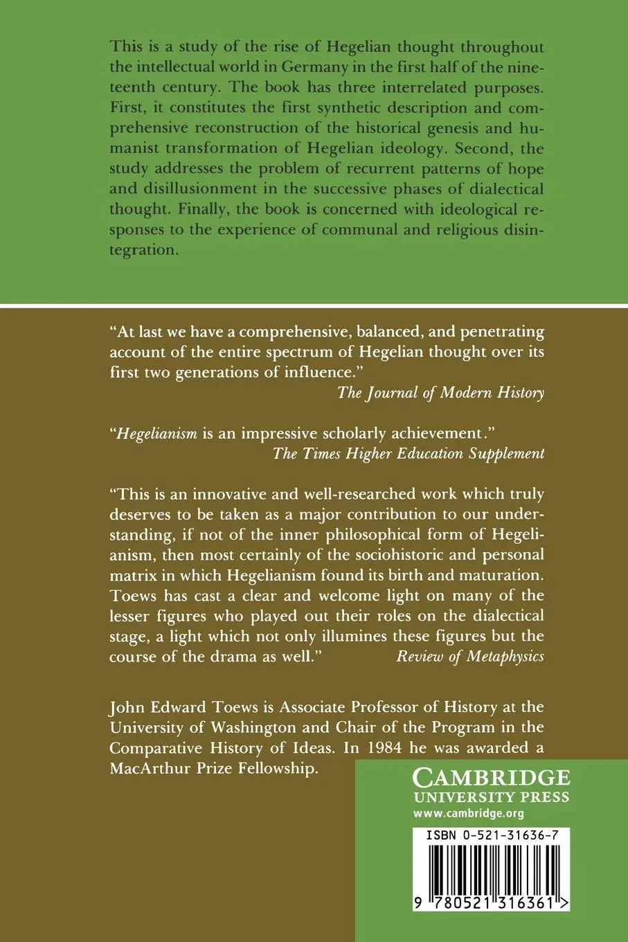 Rückseite: 9780521316361 | Hegelianism | The Path Toward Dialectical Humanism, 1805 1841 | Buch